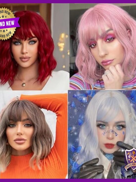 Short Bob Human Hair Wig, Heat Resistant, Tangle-Free for Cosplay & Daily Use
